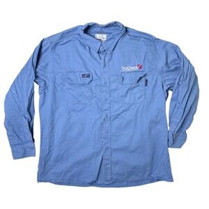 Lapco FR Mens 2XL Blue Flame Resistant Work Shirt TruCheck CAT 2 NFPA 2112 IMB7